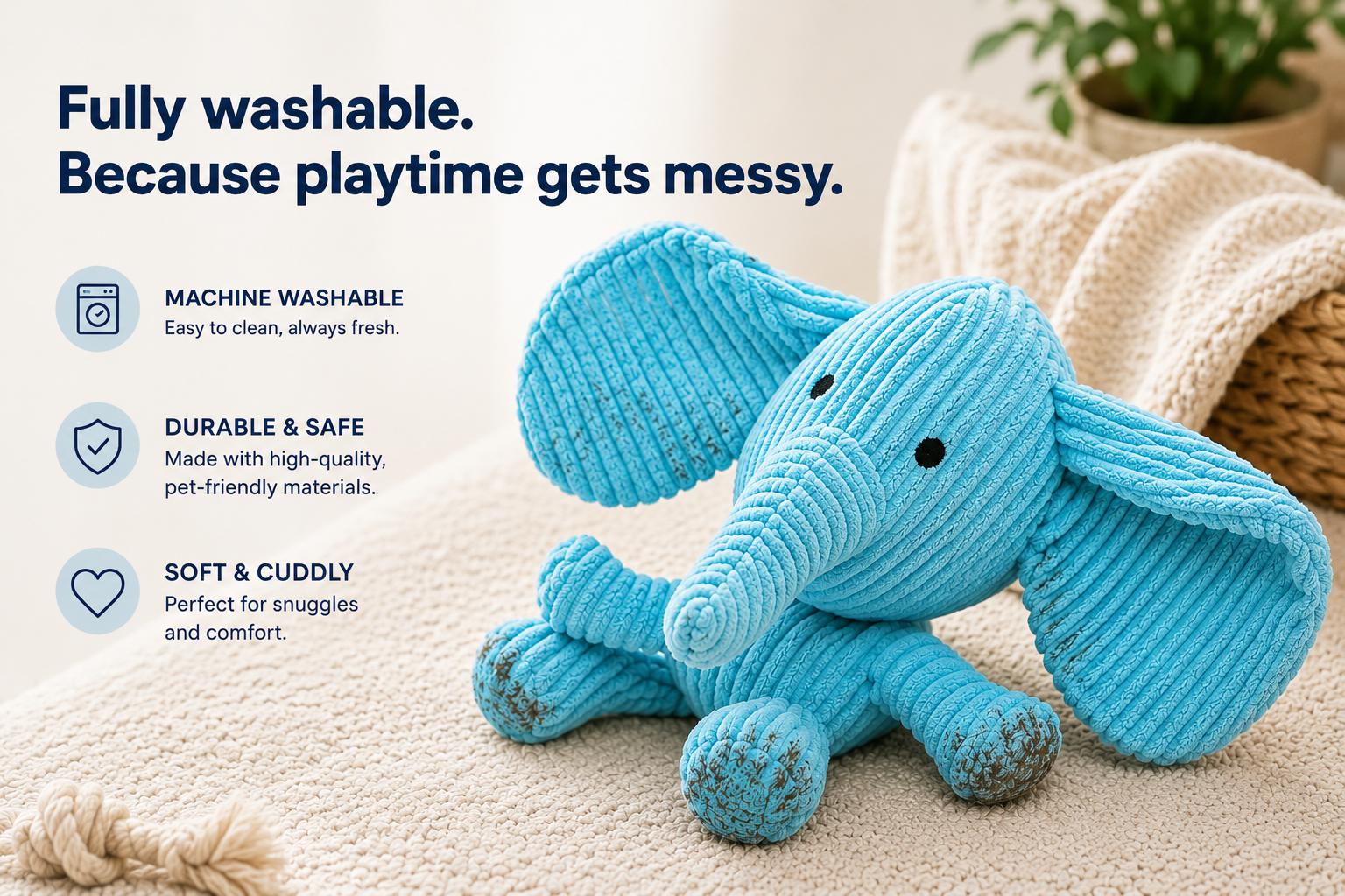 Trunksworth the elephant | Plush Dog Toy PlayWoofMe