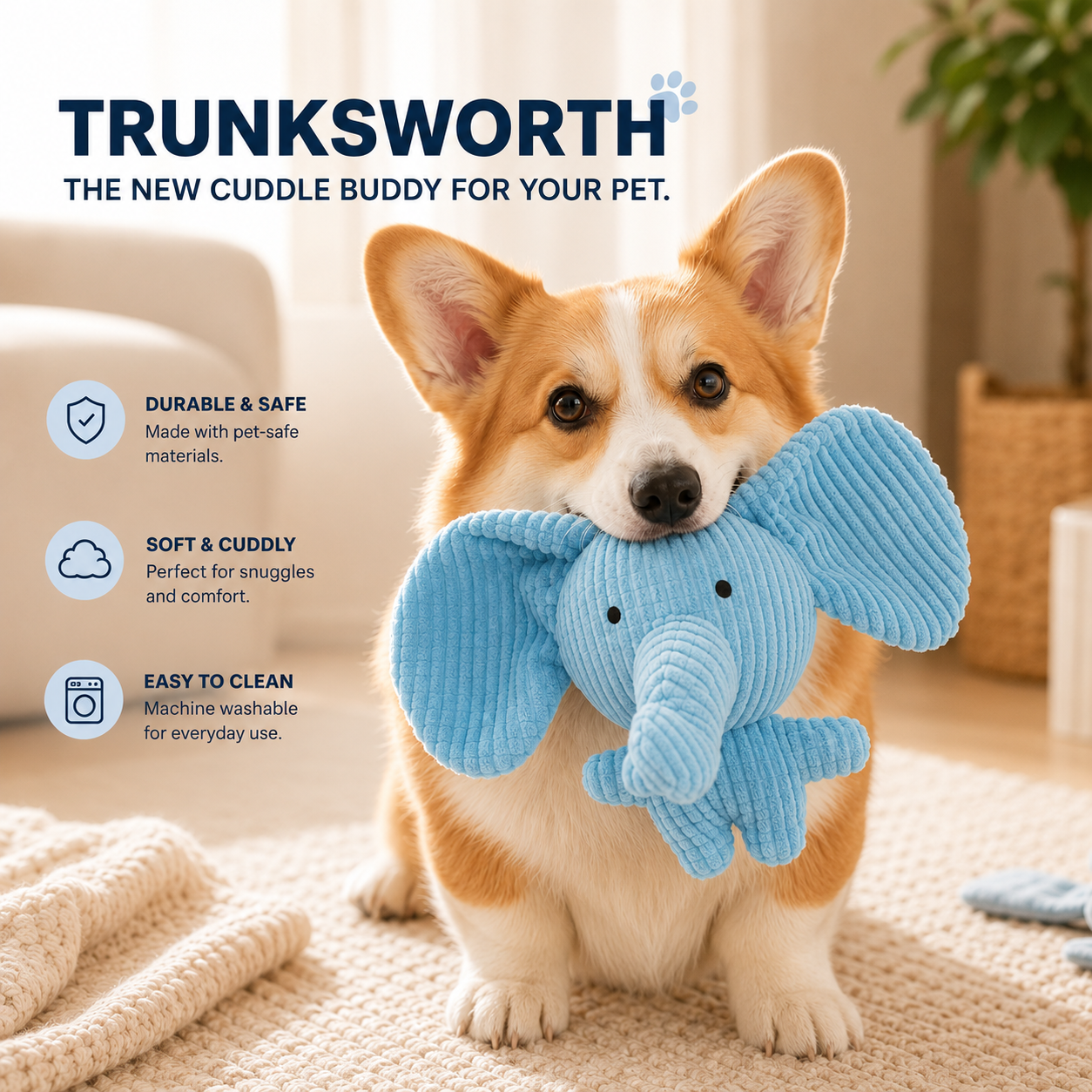 Trunksworth the elephant | Plush Dog Toy PlayWoofMe